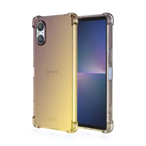 Sony Xperia 5 V için kılıf, sevimli degrade temizle Slim Fit darbeye 4 köşeleri yumuşak TPU cep kapak telefon kılıfı Sony Xperia 5 V için