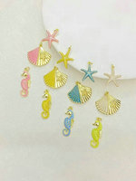 En gros Cuivre Laiton Zircon Requin Pendentif Émail Cactus Poisson Hippocampe Coquille DIY Charmes Boucles D'oreilles Faire Des Femmes Bijoux
