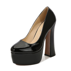 Escarpins Femme à Talon Carré et Plateforme, Bout Rond, Grande Taille, Style Rétro Français, Coupe Basse, Modèle Voiture, Défilé Qipao - Product Image 2