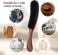 Peigne en cachemire Brosse à vêtements Brosse à charpie pour costumes, cachemire, laine, velours, daim et poils d'animaux-Grand manche en bois de noyer noir