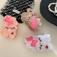 YJL NOUVEAU Mignonnes pinces à cheveux en acétate colorées en forme de lapin avec nœud, style dessin animé, pour femmes, accessoires de mode coréens pour filles