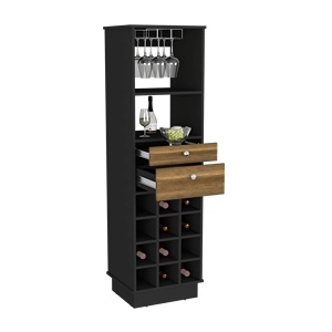 Bureck Bar <b>Cabinet</b> for Living Room Black/<b>Walnut</b> Color Scheme - Product Image 6