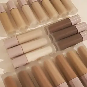 Nude Roze Vierkante Matte Fles Foundation Make-Up Waterdichte En Matte Vloeibare Foundation