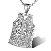 Kalung Pria Anti Karat Anti Luntur Lapis Emas 18k PVD Baja Tahan Karat 316L No.23 Jersey Perhiasan Fashion Berkualitas