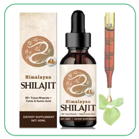Huile de gouttes de Shilajit liquide biologique pur de marque privée, gouttes de Shilajit avec 85 oligo-éléments et acide fulvique