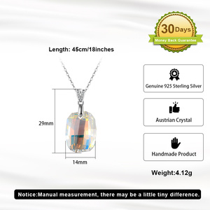 RINNTIN SWN25 Ciondolo in Argento 925 <span class=keywords><strong>con</strong></span> <span class=keywords><strong>Cristalli</strong></span> Moonlight Clear, Cristallo Rettangolare Spesso 29mm, <span class=keywords><strong>Collana</strong></span> in Argento 925 - Product Image 4