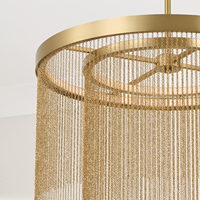 Lustre LED moderne de luxe en laiton vieilli avec franges, style antique, pour villa, salon, bar, hôtel, espace commercial