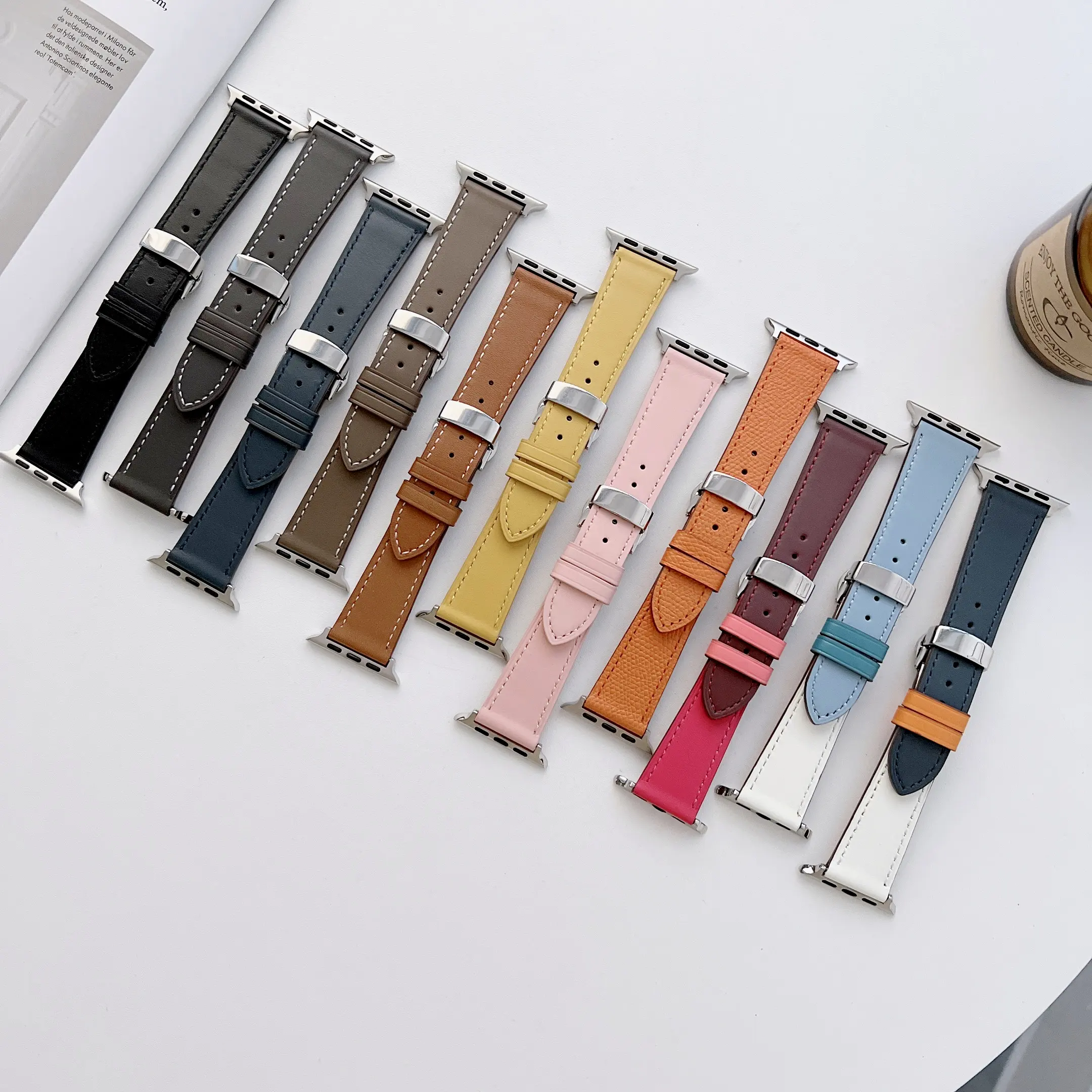 Factory smart watch 7 6 5 4 3 2 band straps color matching genuine leather 45mm 41mm box for Apple men women