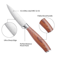 V5 3.5 Inch Koks Mes 5cr15mov Staal Balde Pakka Houten Handvat Oem Keukenmes Schillen Mes