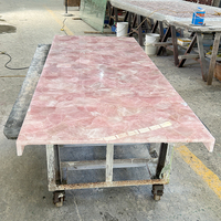 Table à manger personnalisée en pierre naturelle de luxe rose marbre cristal rose quartz poli dessus de table