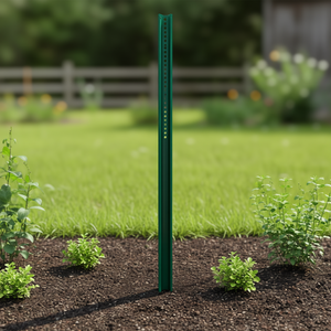 Poste de señalización de acero verde de 6 pies con canal en U para jardín, uso exterior, resistente a la intemperie, acabado pintado, forma rectangular, instalación con estaca - Product Image 2