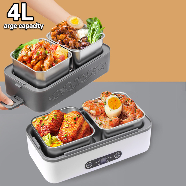 Multifunctional 4L Heating Cooking Lunch Box 304 Stainless Steel Inner Liner Hot Bento Self Heated Lunch Box