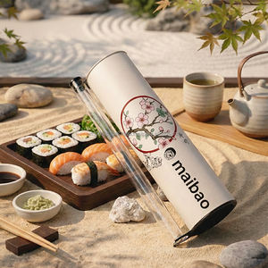 Tube à sushi en papier avec doublure en aluminium laminé pour l'emballage à emporter, y compris un bâton de sauce - Product Image 1