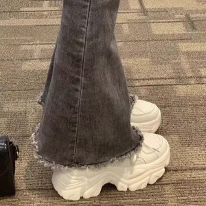 Nouvelles Baskets Plateformes Respirantes Tendance 2026 - Noir Blanc Décontractées à Semelle Épaisse en Cuir Véritable et Semelle Intermédiaire en Caoutchouc Automne-Été - Product Image 2