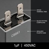 Condensateur de démarrage de moteur AC Liyang CBB61 en film plastique CBB61-450V-1UF -40~+70 pour 50/60Hz - Prix bas, large compatibilité pour systèmes