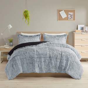 DB Shaggy Long Fur <b>Comforter</b> Mini <b>Set</b> Woven Floral Printed Pattern King Queen Sizes for Home Wedding Hospital Durable Polyester - Product Image 3
