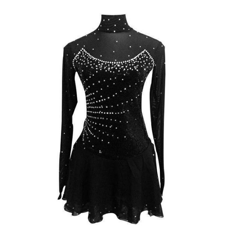 Ice Skating Dress Black Kids Girls Long Sleeve Figure Skating Dress  Performance Wear for Figure Skating CA| Alibaba.com