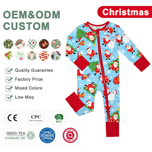 Pyjamas en bambou pour bébé WEIWEI de Noël, personnalisables, vente en gros, boîte mystère RTS, pyjamas en bambou bio pour enfants, ensemble imprimé dessin animé - Product Image 1