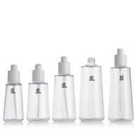 65ml 110ml 150ml 180ml 200ml Bouteille de lotion PETG transparente vide avec couvercle en plastique blanc pour emballage cosmétique