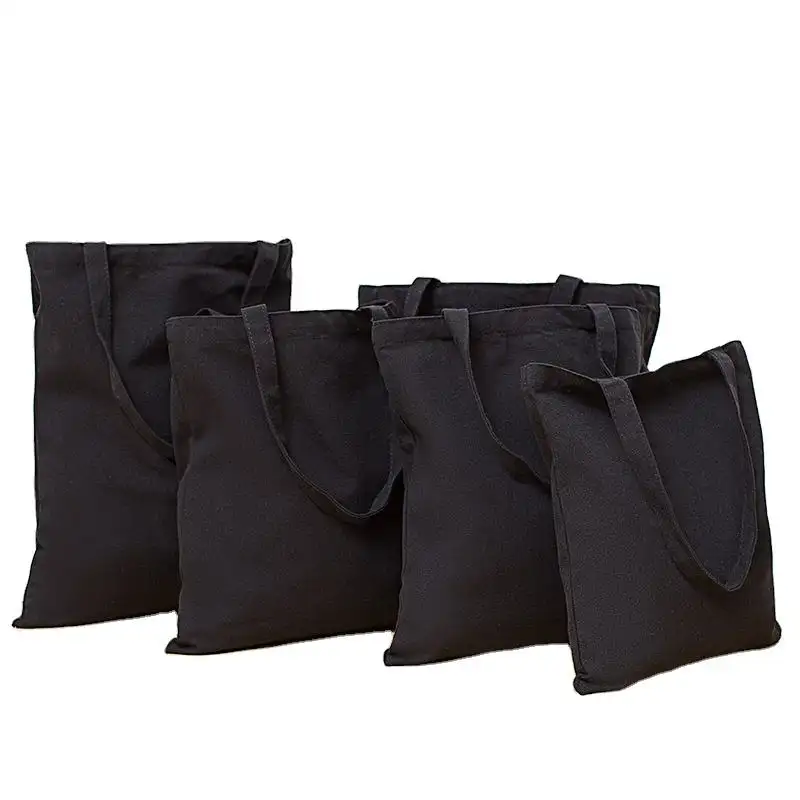 黒のキャンバスバッグ30*35、35*40、20*25、25*30cm、ファッションレディース無地キャンバスハンドバッグ再利用可能な黒のコットンバッグ