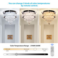 Plafonnier LED de luxe à télécommande, à intensité variable, en cristal, double couche, circulaire, pour salon et chambre à coucher
