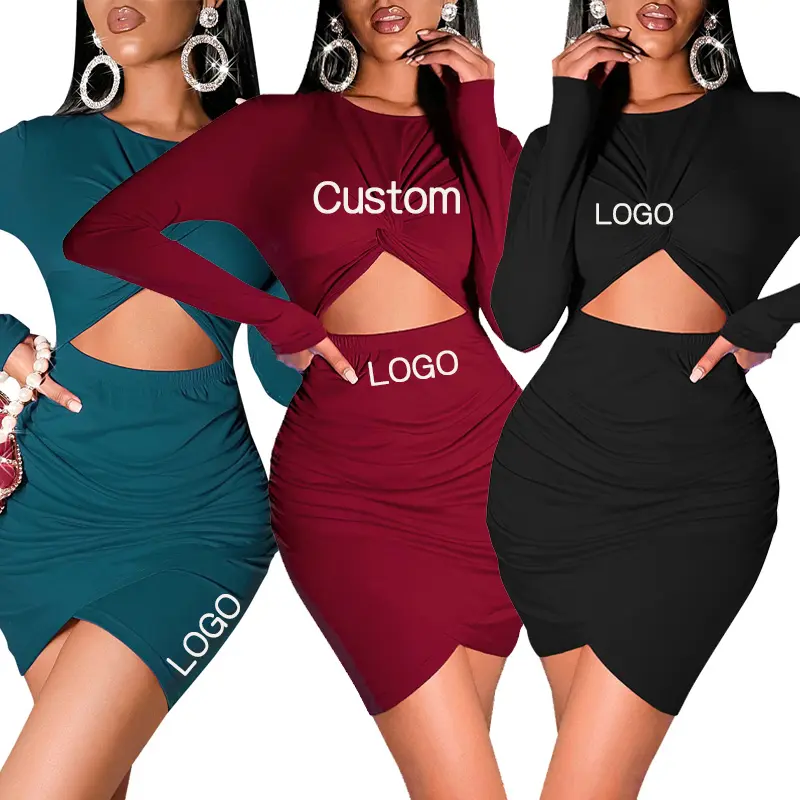Custom LOGO 2022 Spring Dress Female Short Skirt Ladies Fashion Sexy Club Wear Slim Casual Dresses For Women