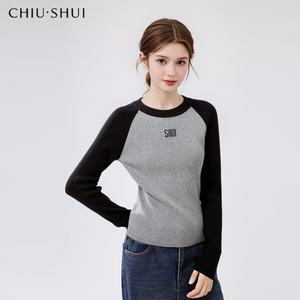 Suéter <span class=keywords><strong>de</strong></span> punto <span class=keywords><strong>de</strong></span> contraste <span class=keywords><strong>de</strong></span> moda informal para mujer nueva <span class=keywords><strong>de</strong></span> invierno estilo coreano frente todo-fósforo Academia dulce Top - Product Image 1