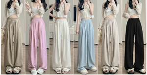 OEM New Fashion <span class=keywords><strong>pantaloni</strong></span> lunghi in seta di ghiaccio da donna <span class=keywords><strong>pantaloni</strong></span> larghi a gamba dritta <span class=keywords><strong>con</strong></span> ampie tasche per una rapida asciugatura - Product Image 3