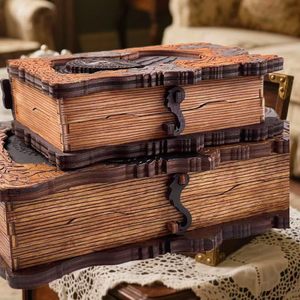 Nuevo juego de regalo de libro mágico de madera DIY superventas con patrones de dragón en caja de artesanías de madera - Product Image 4