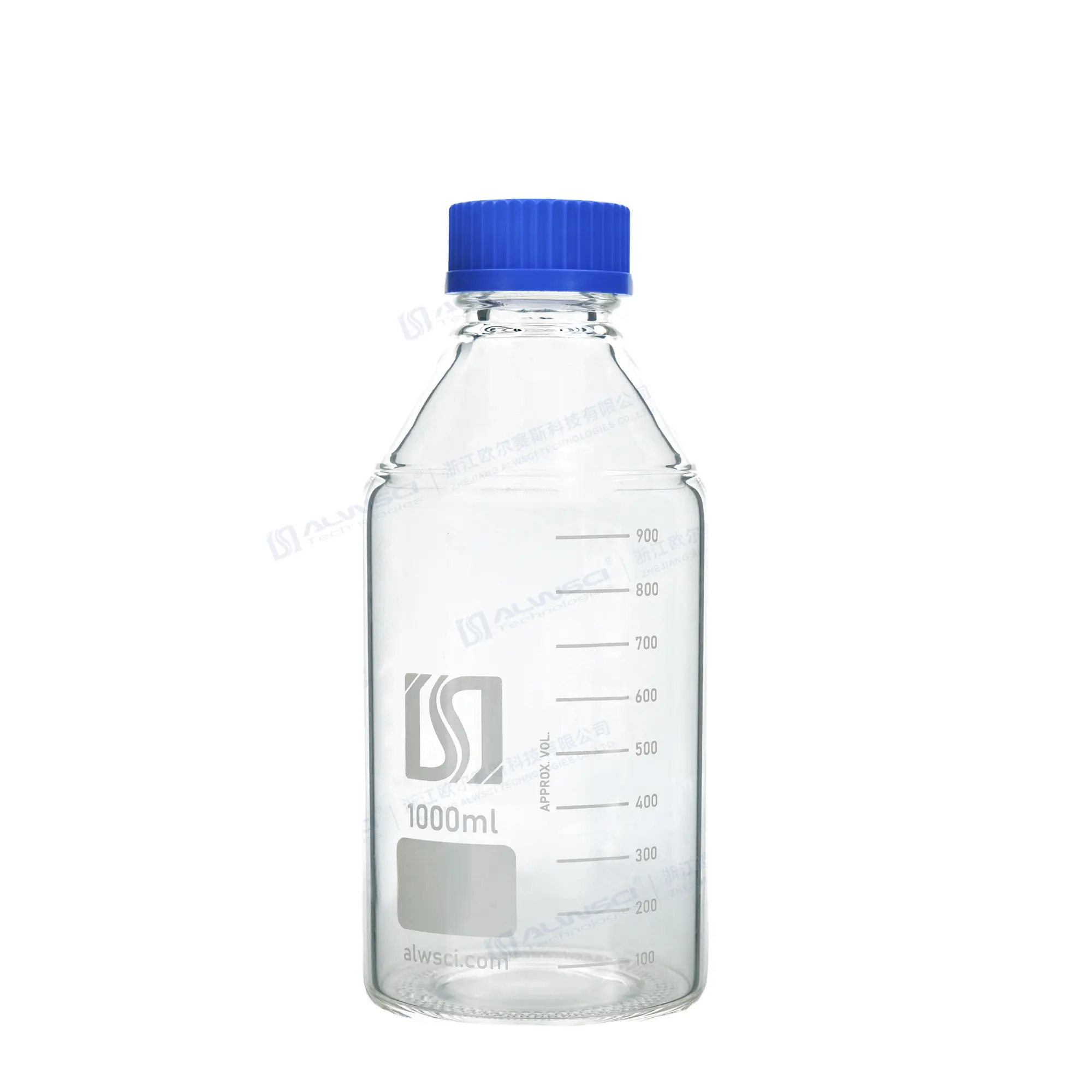 ALWSCI 1000ML Botol Reagen Kaca Borosilikat 3.3 dengan Tutup GL45 untuk Penggunaan Laboratorium