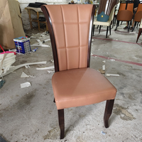 Chaise en bois massif moderne et simple avec dossier haut rembourré pour la maison, l'hôtel, le restaurant, chaise en cuir