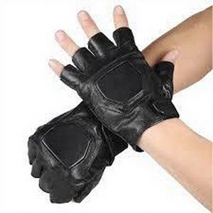 Gants en cuir mi-doigts pour hommes, mode décontractée, sport, cyclisme, pêche, plage, voyage, quatre saisons, noirs, sans doigts - Product Image 1