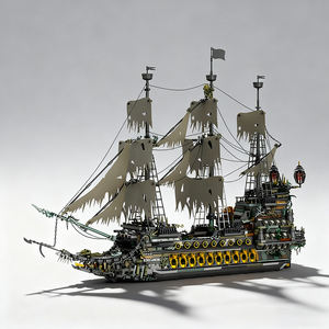 Rebrix 66037 assemblage surdimensionné 100.5cm Caraïbes Flying Dutchman Building Blocks Collection <span class=keywords><strong>Pirate</strong></span> Ghost Warship - Product Image 1