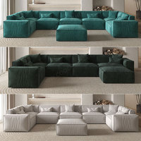 Canapé modulaire en forme de L, ensemble de canapés en cuir PU gris moderne italien, emballage plat KD pour salon