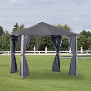 DB Personalizable 10ft X 10ft Patio Gazebo Gris oscuro Fácil montaje A prueba de roedores A prueba de putrefacción Hierro a presión MDF Nature's Best Arbor - Product Image 1