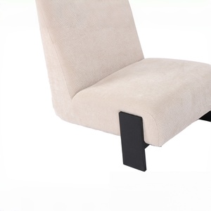 Sillón de salón moderno y decorativo para hotel, en terciopelo color crema, sofá individual con patas de metal negro, para sala - Product Image 4