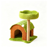 Promotion : Arbre à chat multi-niveaux en bois durable avec abri, plateforme de saut et griffoir