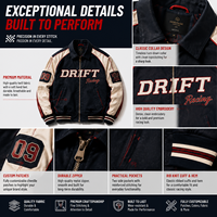 Veste de course personnalisée pour homme, veste bomber en similicuir, fabrication OEM ODM, étiquette privée, broderie, patch, vêtements streetwear, fabricant