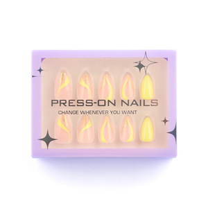 30 Pièces de Faux Ongles Français Haut de Gamme Pré-conçus, <span class=keywords><strong>Couleur</strong></span> Unie Simple, Forme Amande, Style Européen et Américain, Courts - Product Image 5