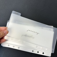Pochettes de rangement pour argent en PP A6 personnalisées et durables, avec onglets mensuels, pochettes en plastique transparent givré pour classeur budgétaire à 6 anneaux