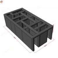 Labyrinthe gonflable portable TH 6x3m en tissu Oxford noir pour jeux sportifs de carnaval, capacité maximale de 10 personnes