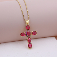 Pendentif croix en zircone cubique multicolore plaqué or 18 carats Hip Hop hommes femmes collier scapulaire religieux catholique