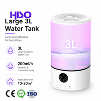 Humidificateur d'air ultrasonique 3L 20W alimenté en courant alternatif, débit 200ml/h, coupure automatique en cas de faible niveau d'eau, silencieux 40dB, commande tactile, ABS céramique, fonction de minuterie 10-20 heures