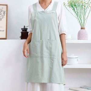 Al por mayor, barato, con logotipo personalizado, ajustable, a la moda, color personalizado, para mujer, sin mangas, reutilizable, de lino y algodón, para cocina - Product Image 2