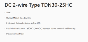 Akusense TDN30-25HC 2-Wire Inductive Proximity <b>Sensor</b> Reed <b>Switch</b> Output 10-60VDC IP67 Metal - Product Image 2