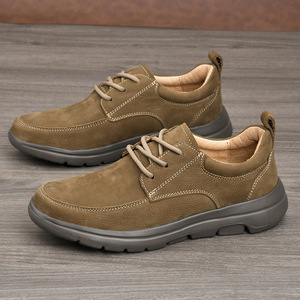 Chaussures de marche en daim pour hommes, bout rond, lacets, doublure en maille respirante, semelle extérieure en caoutchouc, usage quotidien décontracté - Product Image 1