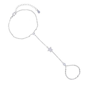 Vari disegni moda donna catene a <span class=keywords><strong>mano</strong></span> oro placcato geometrico stella occhio cuore ciondolo schiavo braccialetto con anello - Product Image 4