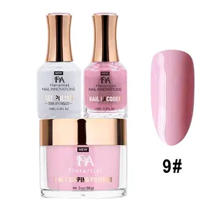 Marque privée séchage à l'air professionnel pas besoin de lampe polymérisation poudre acrylique 3 en 1 avec vernis à ongles en gel