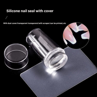 Vente en gros de joint en silicone pour Nail Art impression joint de transfert style bord blanc avec grattoir couvercle ensemble d'outils estampage ongles français