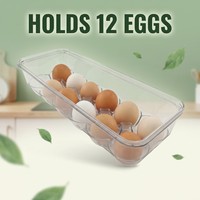 Conteneur compact en PET transparent pour 12 œufs, empilable, avec couvercle anti-odeur, sans BPA, anti-poussière, moderne, bac de rangement pour œufs OEM